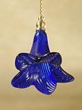 Cobalt Blue Lily Hand-blown Glass Fan Pull