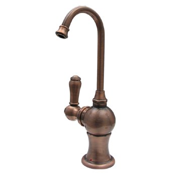 whitehaus forever hot instant hot water dispenser with a gooseneck spout and a self closing handle and a 7″ height whfh3-h4130-ab
