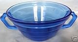 Hazel Atlas Moderntone Cobalt Blue HANDLED CREAM SOUP BOWL 4 3/4
