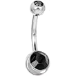 Swarovski Morion Double Gem Banana Belly Ring
