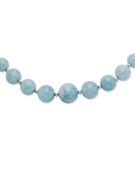 Sterling Silver 18 Inch Beaded & Graduated Aquamarine Necklace