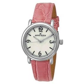 AK Anne Klein #10/9003MPWT Women's Casual Pink Leather Strap Easy Reading Dial Watch