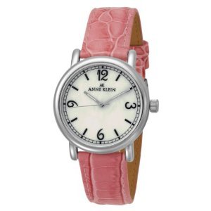 AK Anne Klein #10/9003MPWT Women's Casual Pink Leather Strap Easy Reading Dial Watch