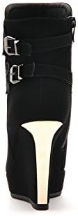 Queen Bootie Bootie Women's Winter Microfibre Boots Round Toe Warmth Platform Waterproof Side Zipper Wedge High Heel Booties with Cotton Lining Black 4 M US
