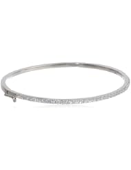 Platinum-Plated Sterling Silver Round Cubic Zirconia Bangle Bracelet