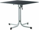 Sieger 1330-50 Gastro-Tisch mit Puroplan-Platte 80 x 80 cm, Stahlrohrgestell graphit, Tischplatte Schieferdekor, anthrazit