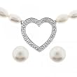 Silver Heart Necklace Earrings Set White Pearl Zirconia