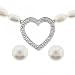 Freshwater White Pearl Heart Necklace & Stud Earrings Set in Sterling Silver