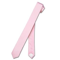 SILK Narrow NeckTie EXTRA Skinny PINK Thin Men's 1.5" Neck Tie