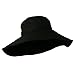 Big Size Ladies Linen Wide Brim Hat - Black (For Big Head)
