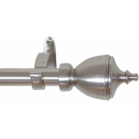 Window Curtain Rod Drapery Rod 44 Inch - 108 Inch Metal Urn Nickle by Backyard Bargain LLC