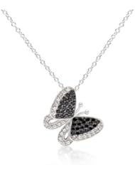 Black and White CZ Butterfly Pendant