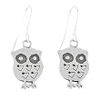 Cute HOOTIE THE OWL Dangle Earrings in Sterling Silver, #7846