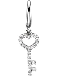 14K White Gold Diamond Key Charm - 0.12 Ct. -- LIFETIME WARRANTY
