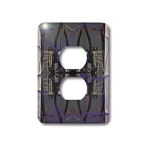 Jos Fauxtographee Abstract - Electrical Panel in Purple - Light Switch Covers - 2 plug outlet cover