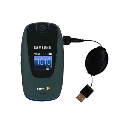 Retractable USB Cable for the Samsung SPH-M510 with Power Hot Sync and Charge capabilities - uses Gomadic TipExchange Technology