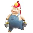 Pink Farmer Pig Ornament #665176