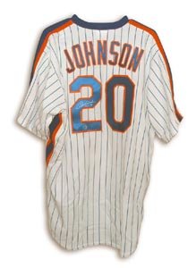 Howard Johnson Signed New York Mets White Pinstripe Majestic Jersey