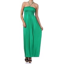 Comfortable Jersey Feel Solid Color Smocked Bodice String Halter Maxi / Long Dress ( Multiple Colors & Sizes )