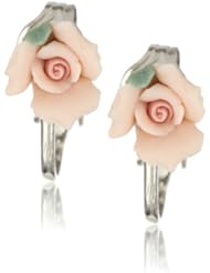 1928 Bridal Porcelain Rose Clip Earrings