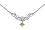 0.50 carats total weight Princess Cut Peridot & White CZ Gemstone Necklace in Sterling Silver