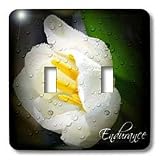 WhiteOak Photography Inspirational Floral Prints - Endurance White Tulip with writing - Light Switch Covers - double toggle switch