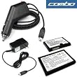 3 Pieces Value Combo Of HTC CINGULAR 8125, T-MOBILE MDA Car Cigarette Lighter Adapter + Home/ Wall/ Travel Ac Charger + Standard Lithium-Ion Battery