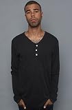 KR3W The Anderson V-Neck Henley in Vintage Black,Tops for Men