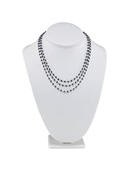 Sterling Silver Three Strand Black Pearl Necklace - 18 Inches
