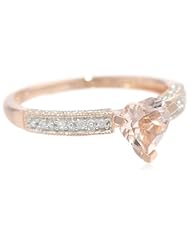 10k Rose Gold Morganite and Diamond Heart Ring (0.1 cttw GH, Color, I2-I3 Clarity)