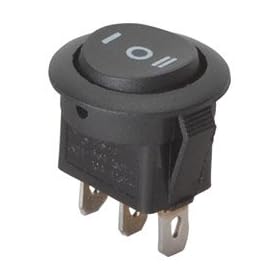 SPDT Automotive Round Rocker Switch Center Off Black
