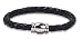 Black Genuine Leather Braided Bracelet (5.5mm) Stainless Steel Magnetic Locking Clasp