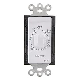 Westek TMSW15MW Hardwire Indoor In-Wall 15 Minute Mechanical Countdown Timer, White