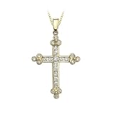 14K Yellow Gold 3/4 ct. Diamond Cross Pendant with Chain