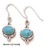 Sterling Silver Side Laying Oval Turquoise Earrings