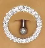 Top Mount Crystal Clear CZ Gem Open Circle Around Belly Reverse Belly button Navel Ring 14 gauge