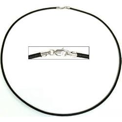 Leather Cord Necklace Black 18"