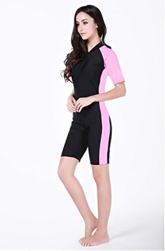 One Piece Swimsuit for Women Short-sleeve Surfing Suit UV Protection Front Zip