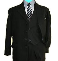 Kinderanzug Babyanzug Anzug Kommunion Set, 5teilig, bestehend aus Anzug, Hemd, Hose, Weste und Krawatte, uni-schwarz, Gr.68 bis 158