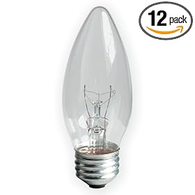 GE 12993-12 B13 Incandescent Clear Blunt Tip Ceiling Fan Bulb, 40-Watt, 12-Pack by General Electric