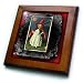 Vintage Halloween Witch Girl and Black Cat - 8x8 Framed Tile