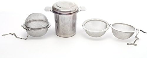 Tea Infuser Set - 1 x Stainless Steel Tea Strainer and 2 x Stainless Steel Mesh Tea Ball