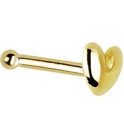 Solid 14KT Yellow Gold Heart Nose Bone