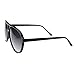 zeroUV - Large Classic Retro Plastic Aviator Sunglasses with Gradient Lens (Black/Smoke Gradient)