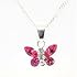 Sterling Silver Pink Crystal Butterfly Pendant on an 18 inch Chain Presented by The Olivia Collection
