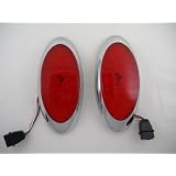 8 Red 40 LED Oval Trailer Truck Stop Turn Brake Tail Lights Chrome Bezel 