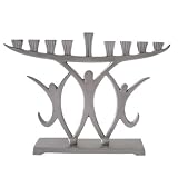 Pewter Hanukkah Menorah With Dancing Men Design