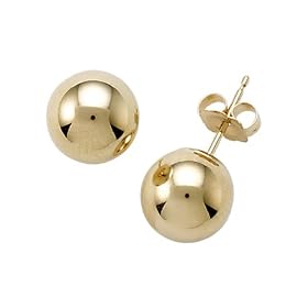 14k Yellow Gold 8mm Ball Earrings - 14kt Yellow Gold