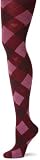 Steve Madden Legwear Women's Argyle Heart Fashion Tight,Burgundy,Small/Medium