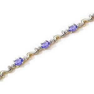 14kt Gold S Link Diamond and Tanzanite Bracelet by